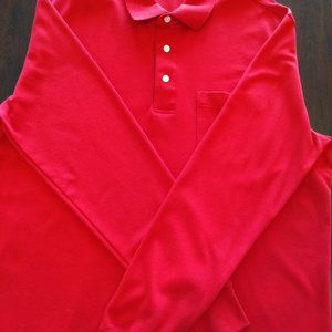 Land's End Men's Red Long Sleeve Polo w/pocket L/T